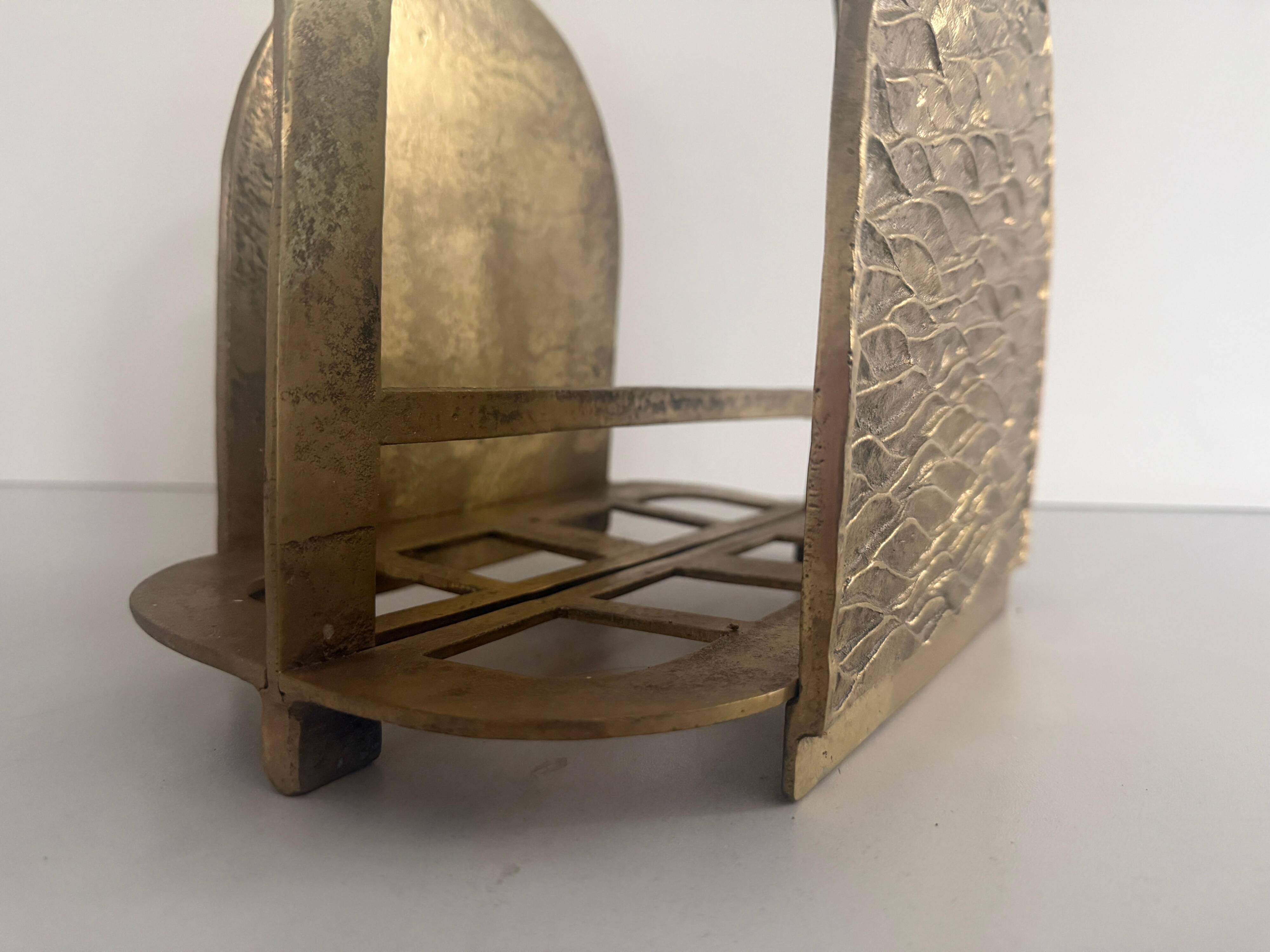 Heavy bronze magazine rack, mid-century modern, 1960, Italy