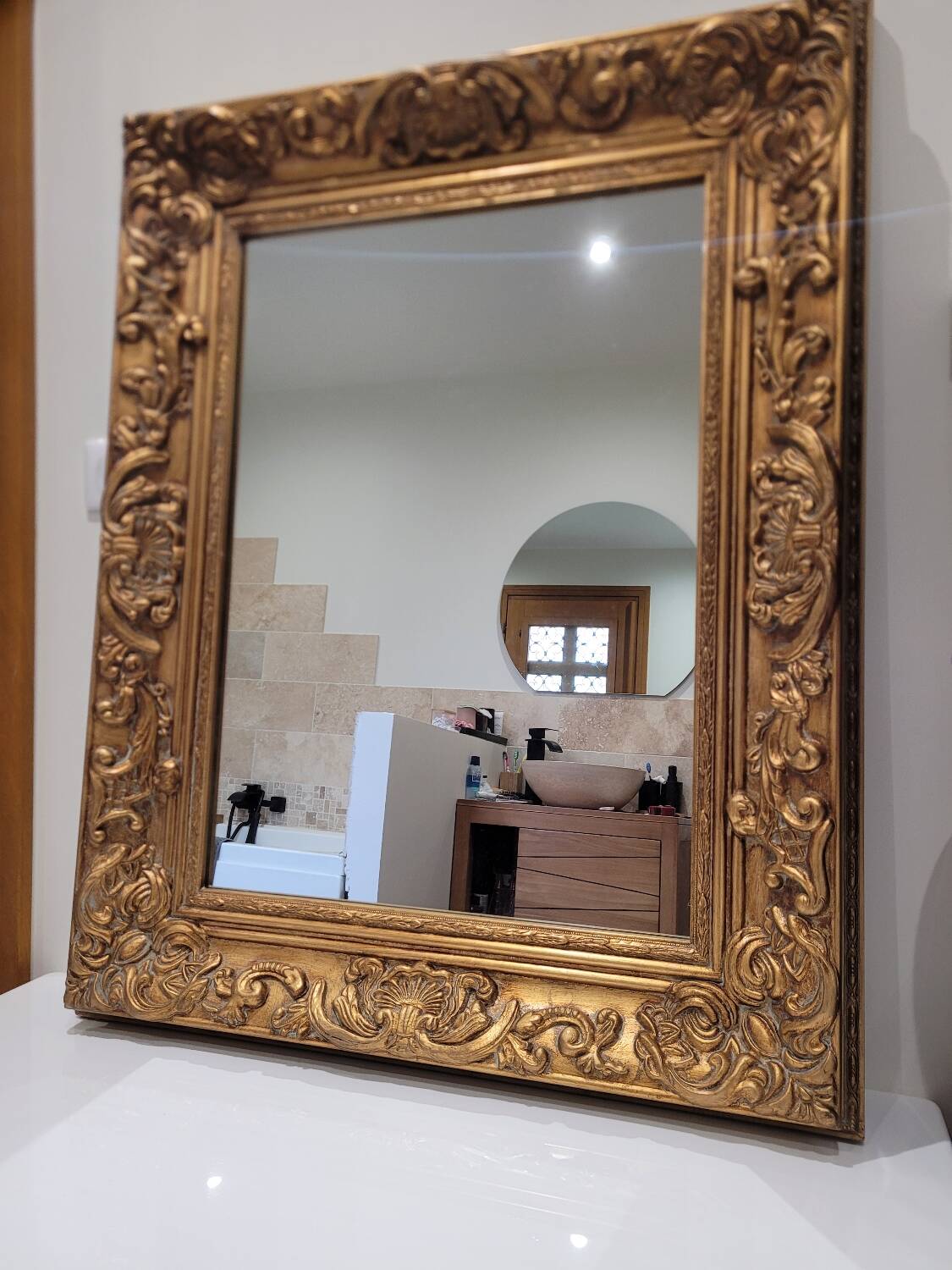 Golden wooden mirror