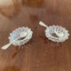 Duo of small salt spoons silver metal.