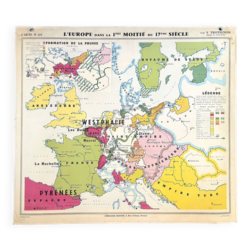 Ancienne carte Hatier Trotignon 220-21, 1950  Europe 16e 17e Renaissance
