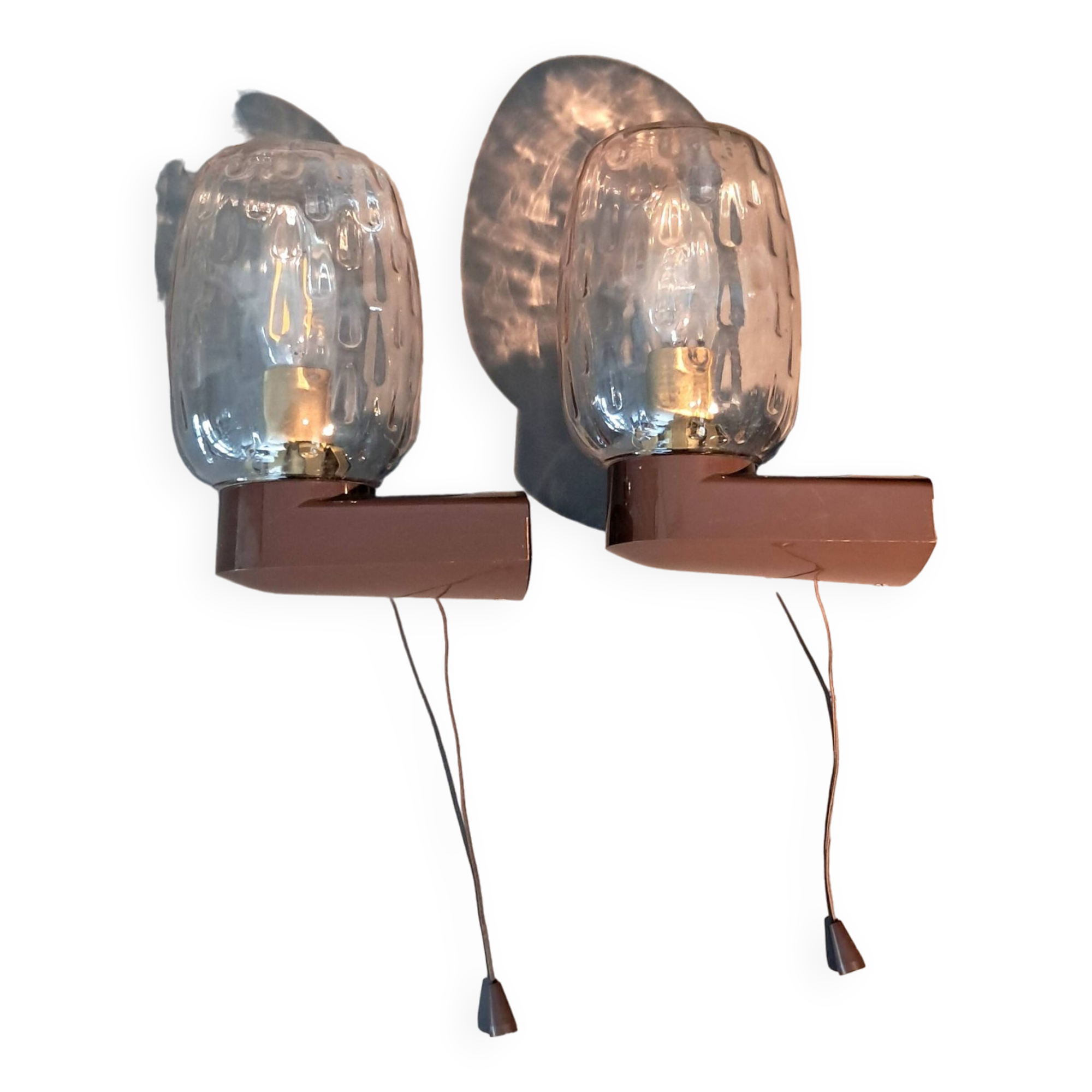 Pair of bedside sconces with RZB leuchten cords 1960 made in Germany