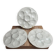 Set of 3 oyster/shell plates Chantilly France – cracked white