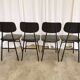 Lot de 4 chaises d'école vintage / Cuir noir / STOL Kamnik années 80 Yougoslavie