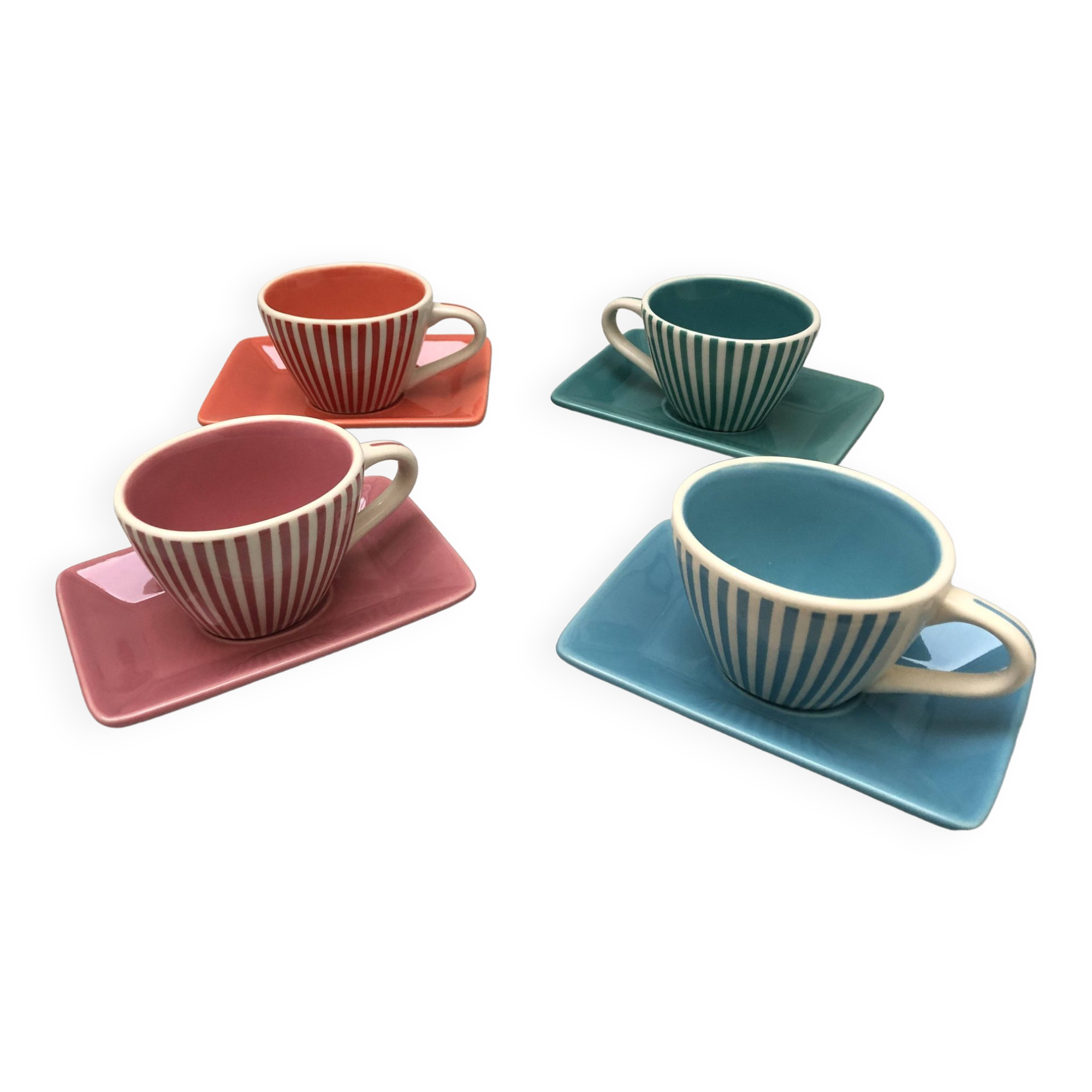 4 vintage ceramic coffee cups produced by LBVYR Circa