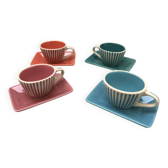 4 vintage ceramic coffee cups produced by LBVYR Circa