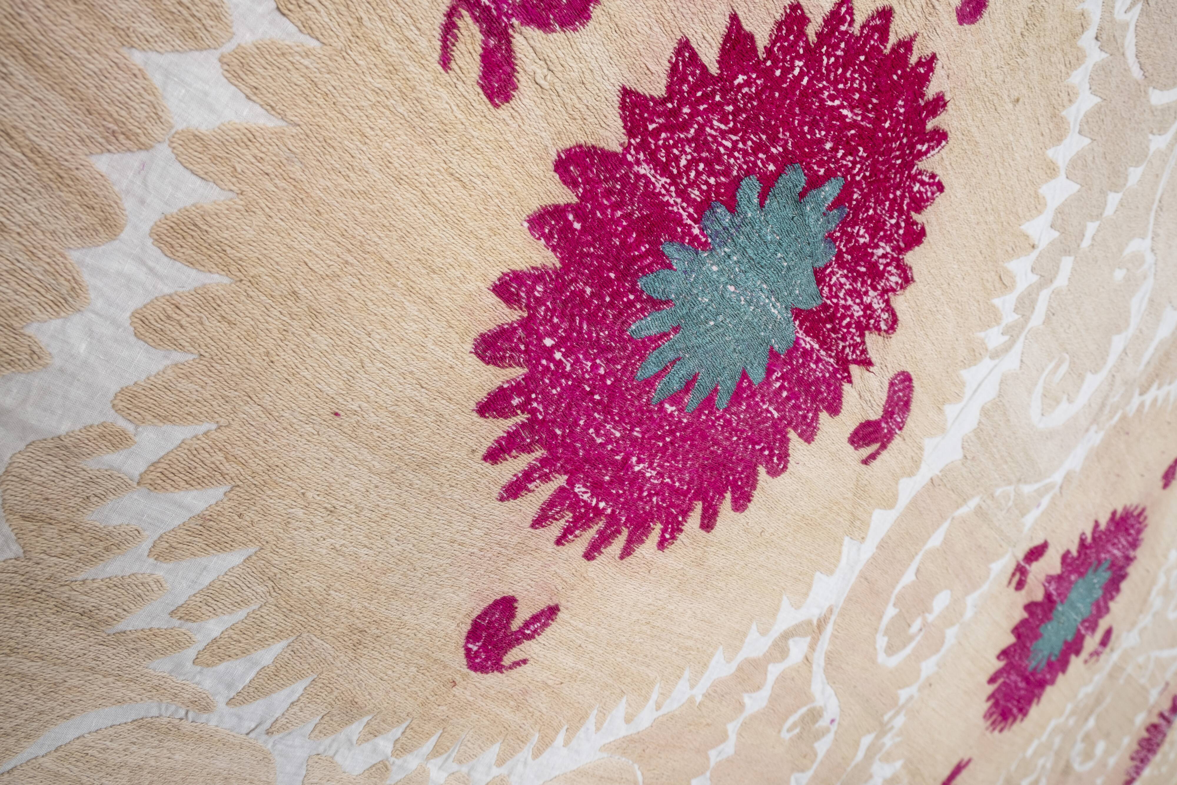 Hand Embroidered Suzani Bedspread 7'9" X 10'10"