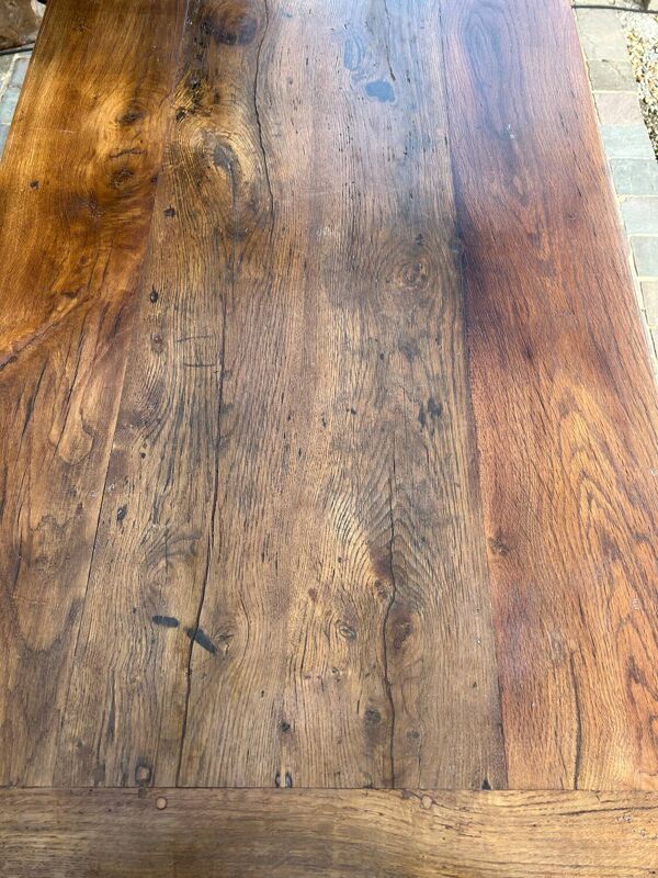 Table de ferme ancienne en chêne massif pour 6 personnes