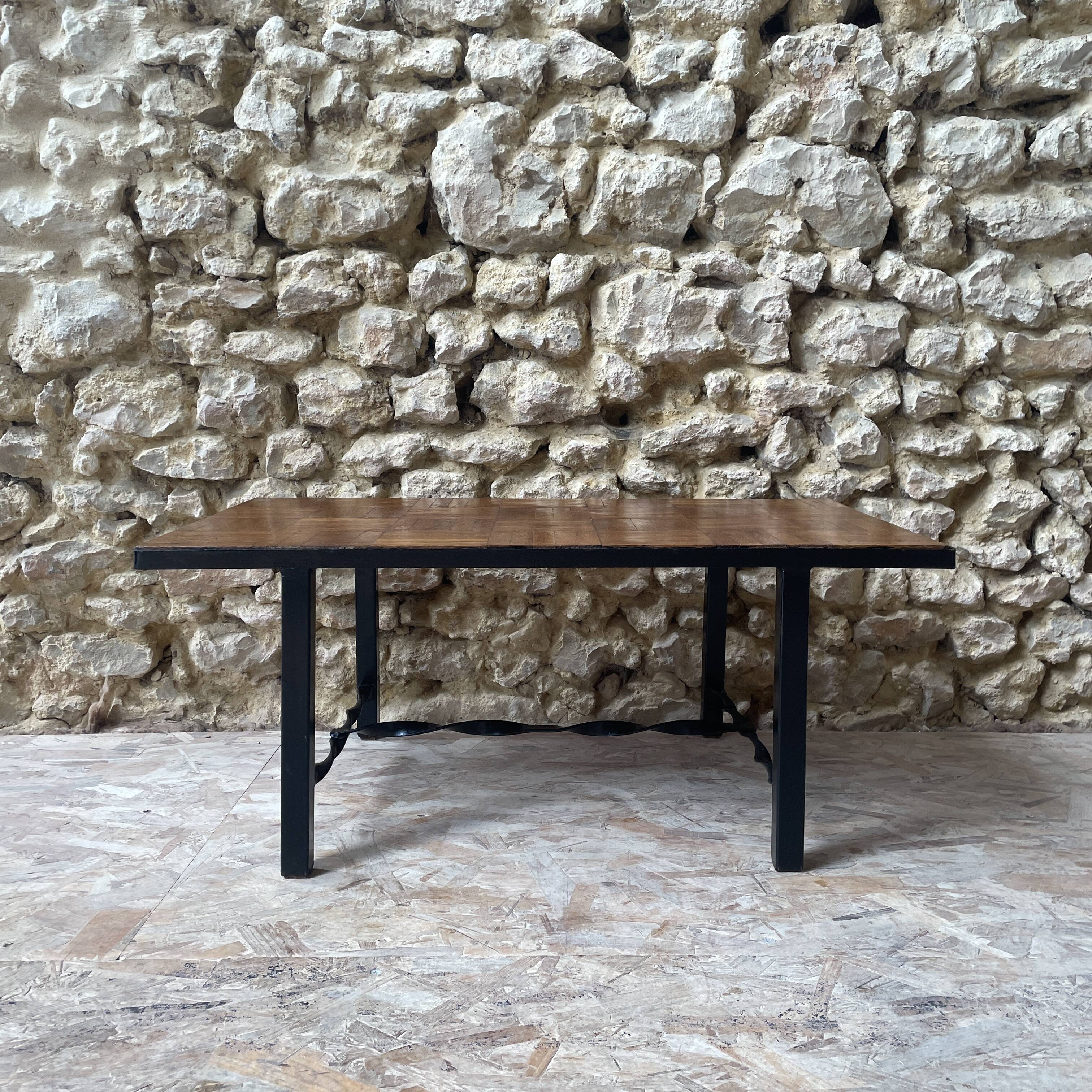 Marquetry wooden top coffee table