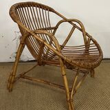 Rattan basket armchair from the 60s and 70s