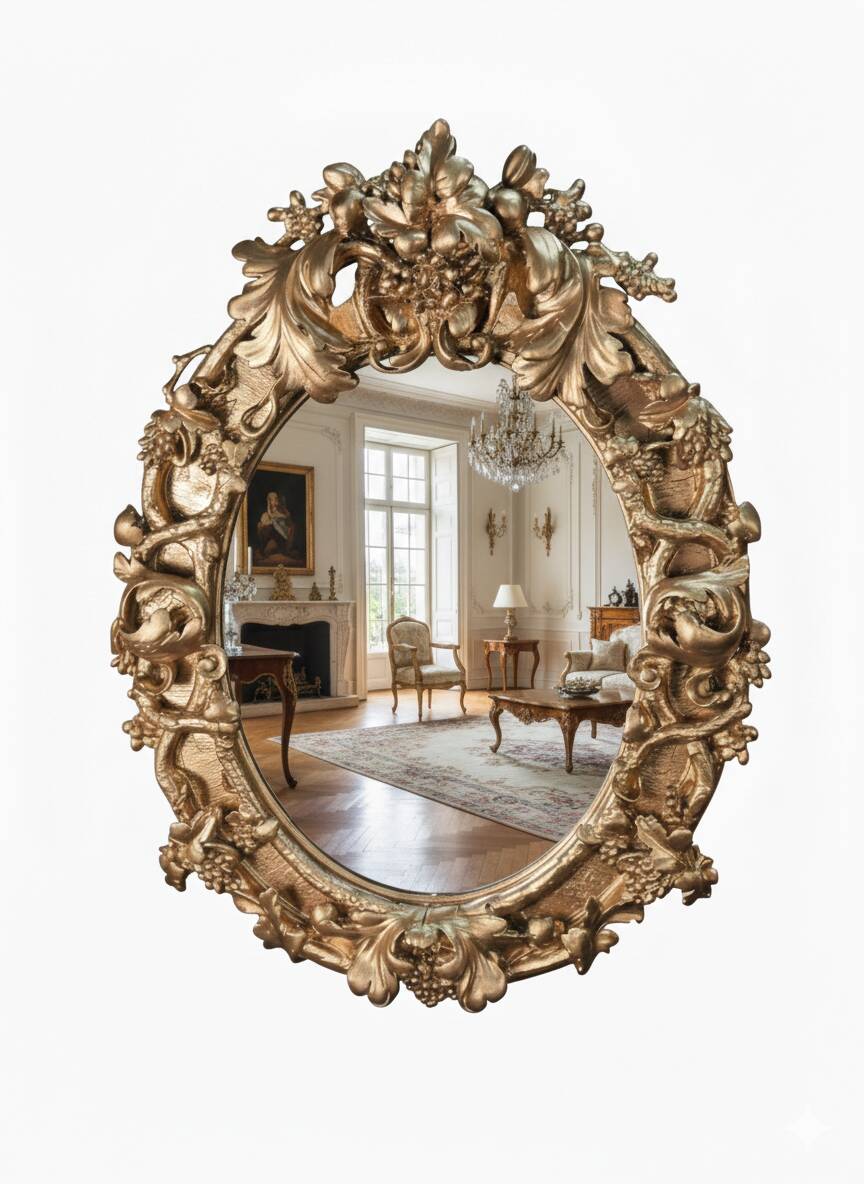 Louis XV rococo style gilded mirror, 130×100cm