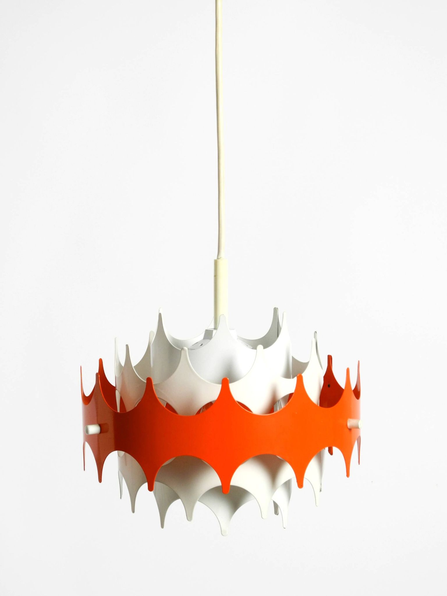 Beautiful small original 1960s Space Age metal pendant lamp by Doria