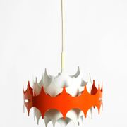 Beautiful small original 1960s Space Age metal pendant lamp by Doria