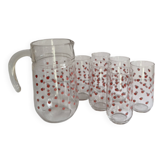Vintage polka dot carafe and glasses