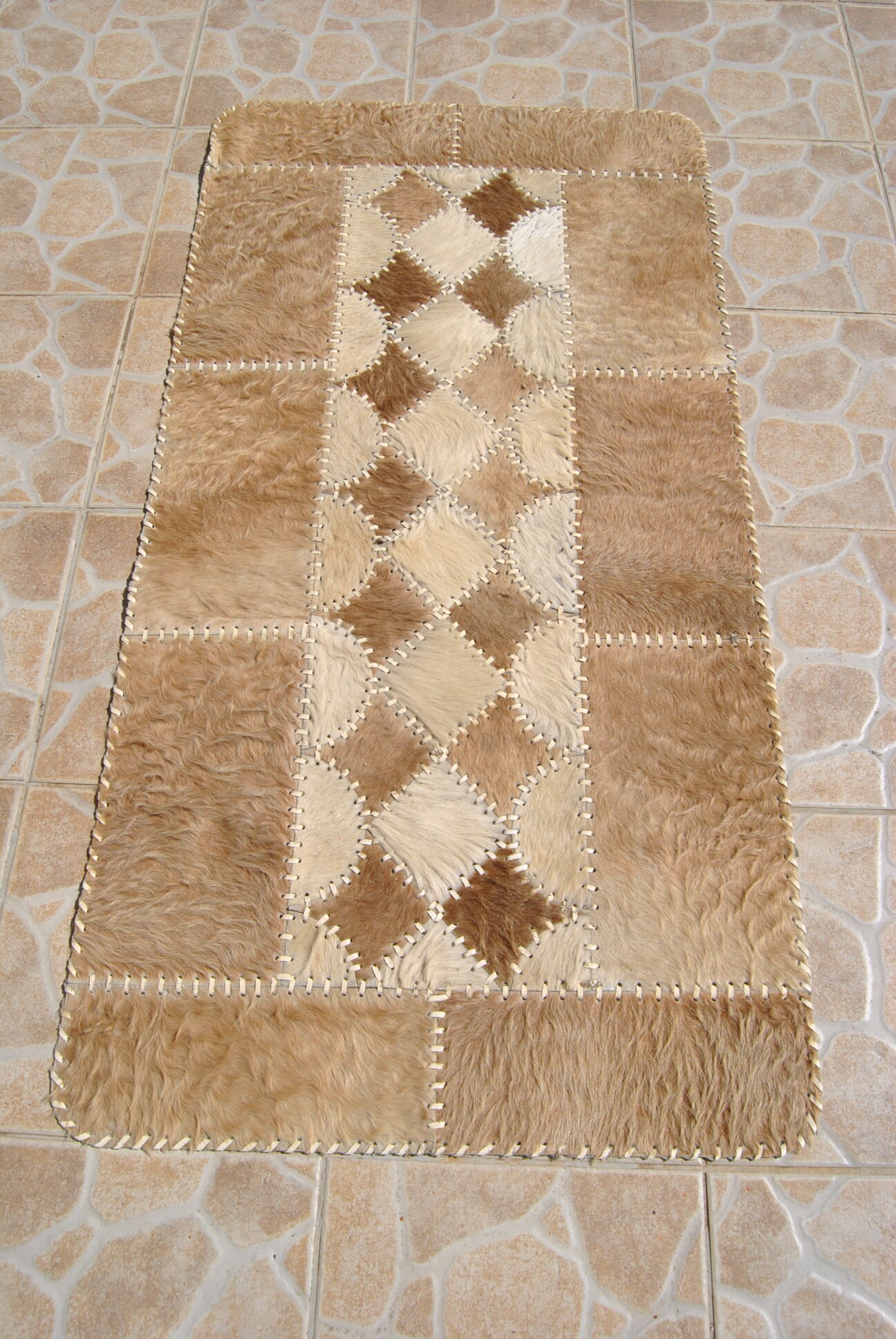 80s cowhide patchwork carpet