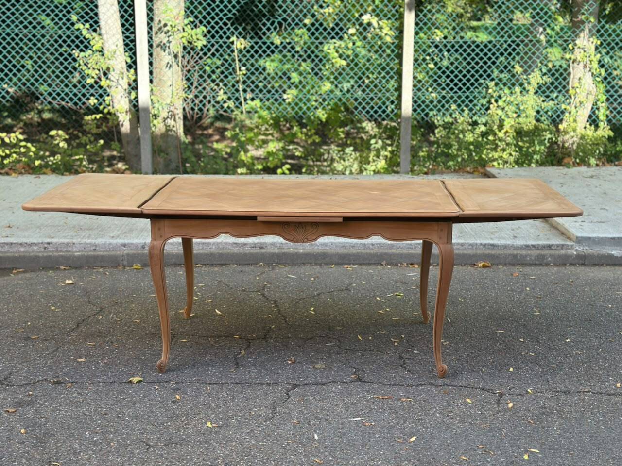 Large Louis XV dining table stripped in solid cherry wood 1970 270cm