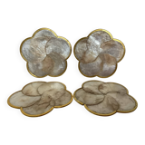 Four mother-of-pearl flower coasters