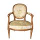 Pair of Louis XVI silk cabriolet armchairs