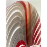 Contemporary abstarct vase in milky-white murano style glass with red and beige reeds