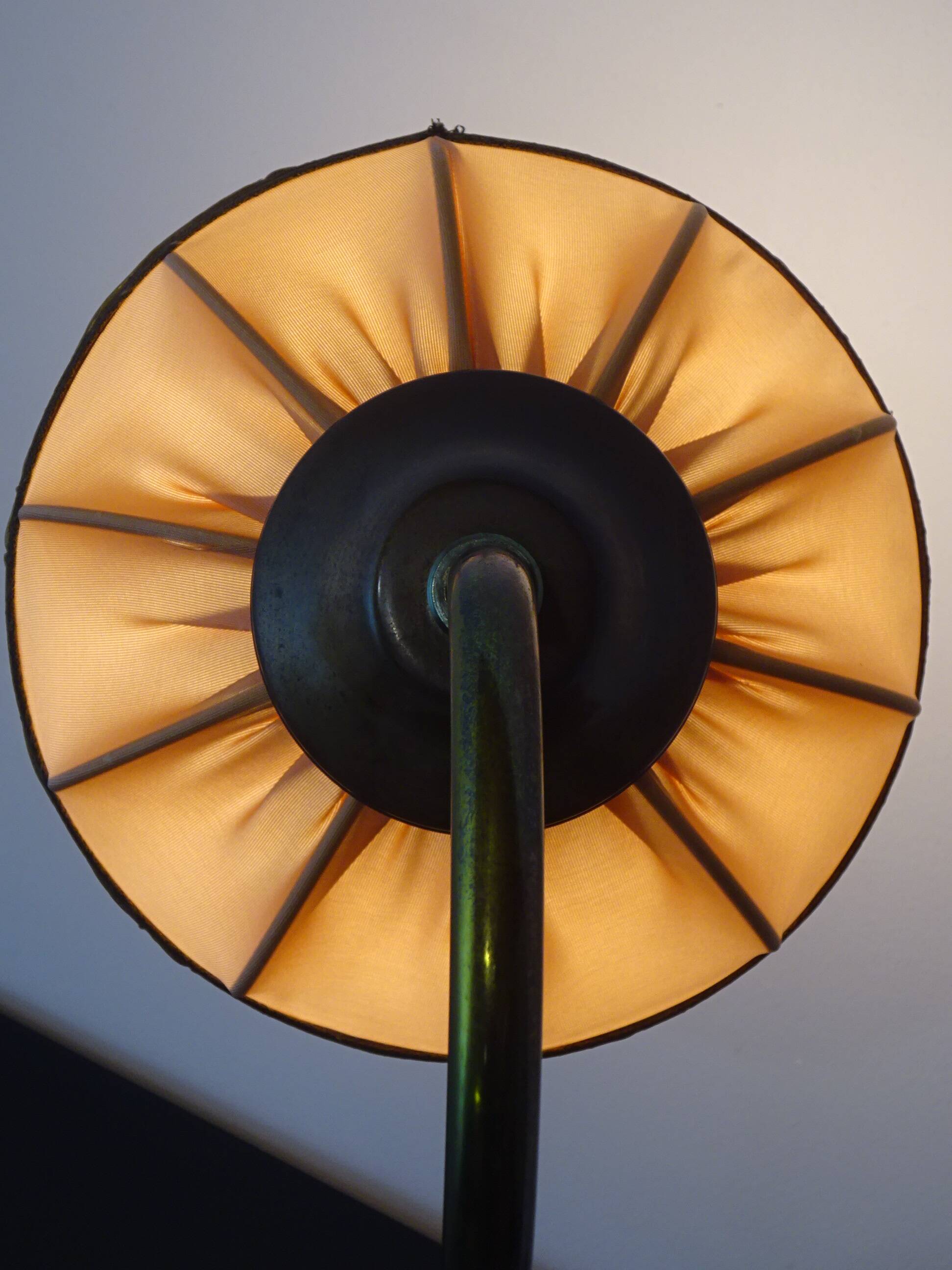 Antique bronze and silk lamp