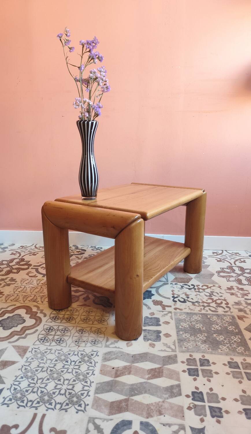 Vintage bedside table in elm
