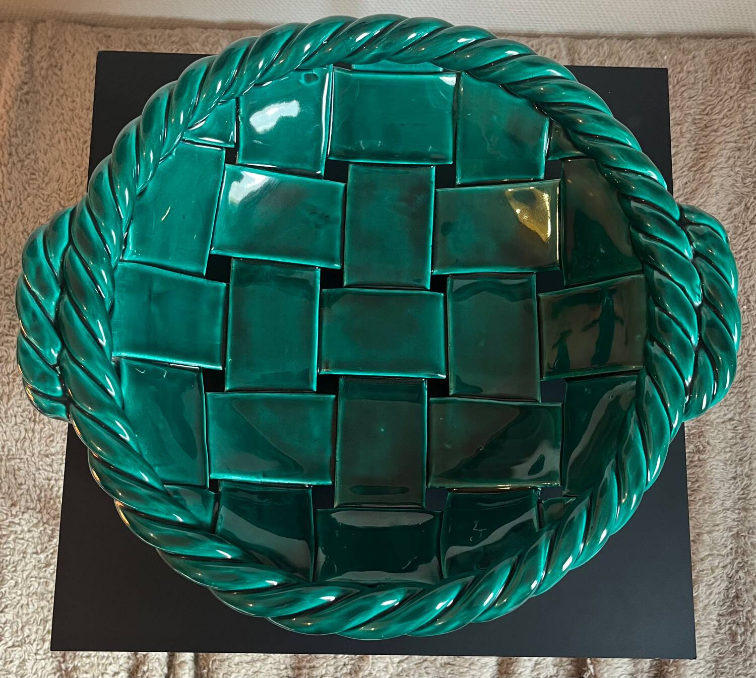 Vallauris ceramic flat basket