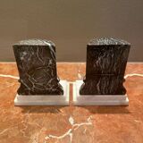 Luxury marble bookend set black and white baroque columns