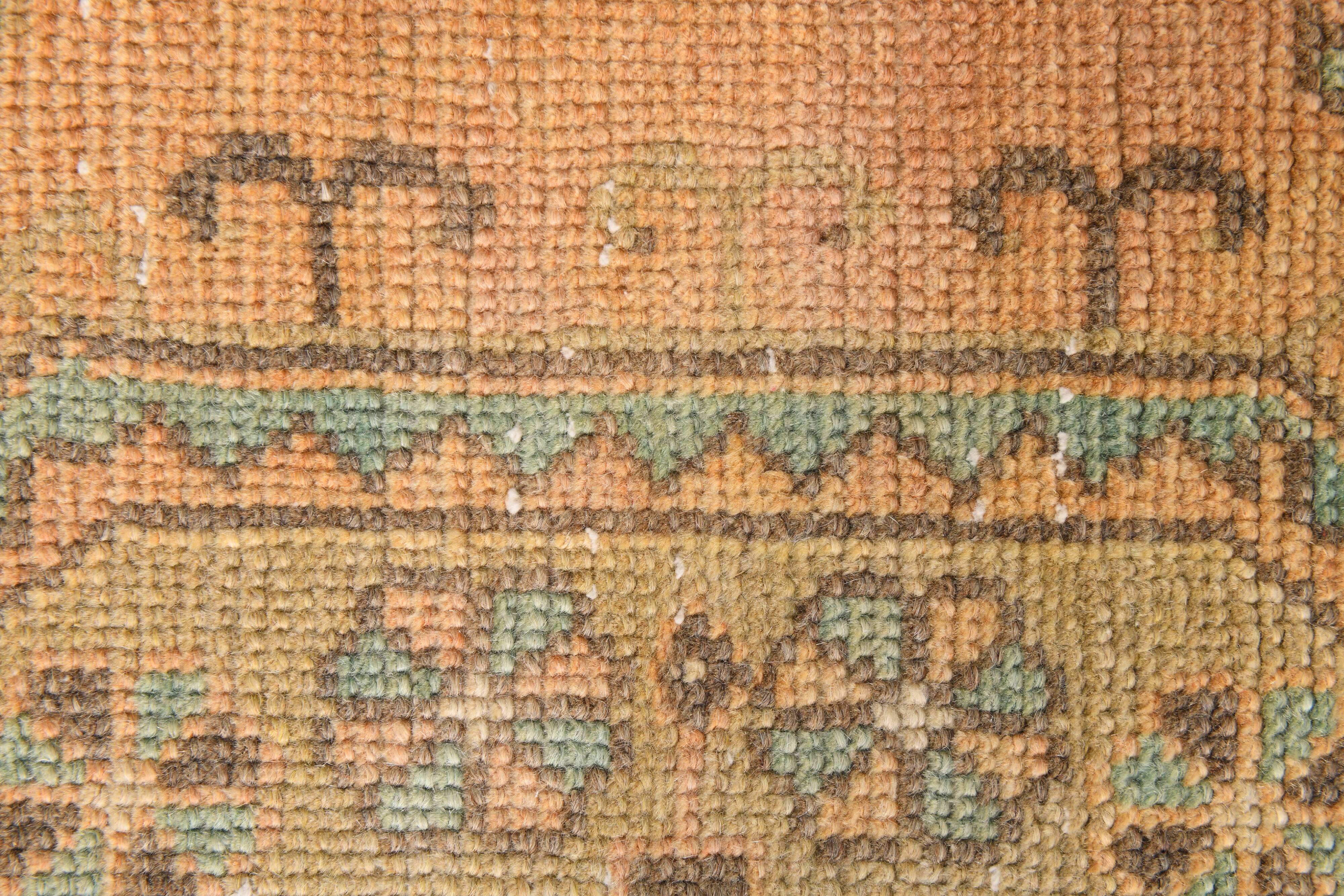 2x5 Turkish Vintage Runner Rug: Light Orange Peach Handmade Carpet 75x170Cm