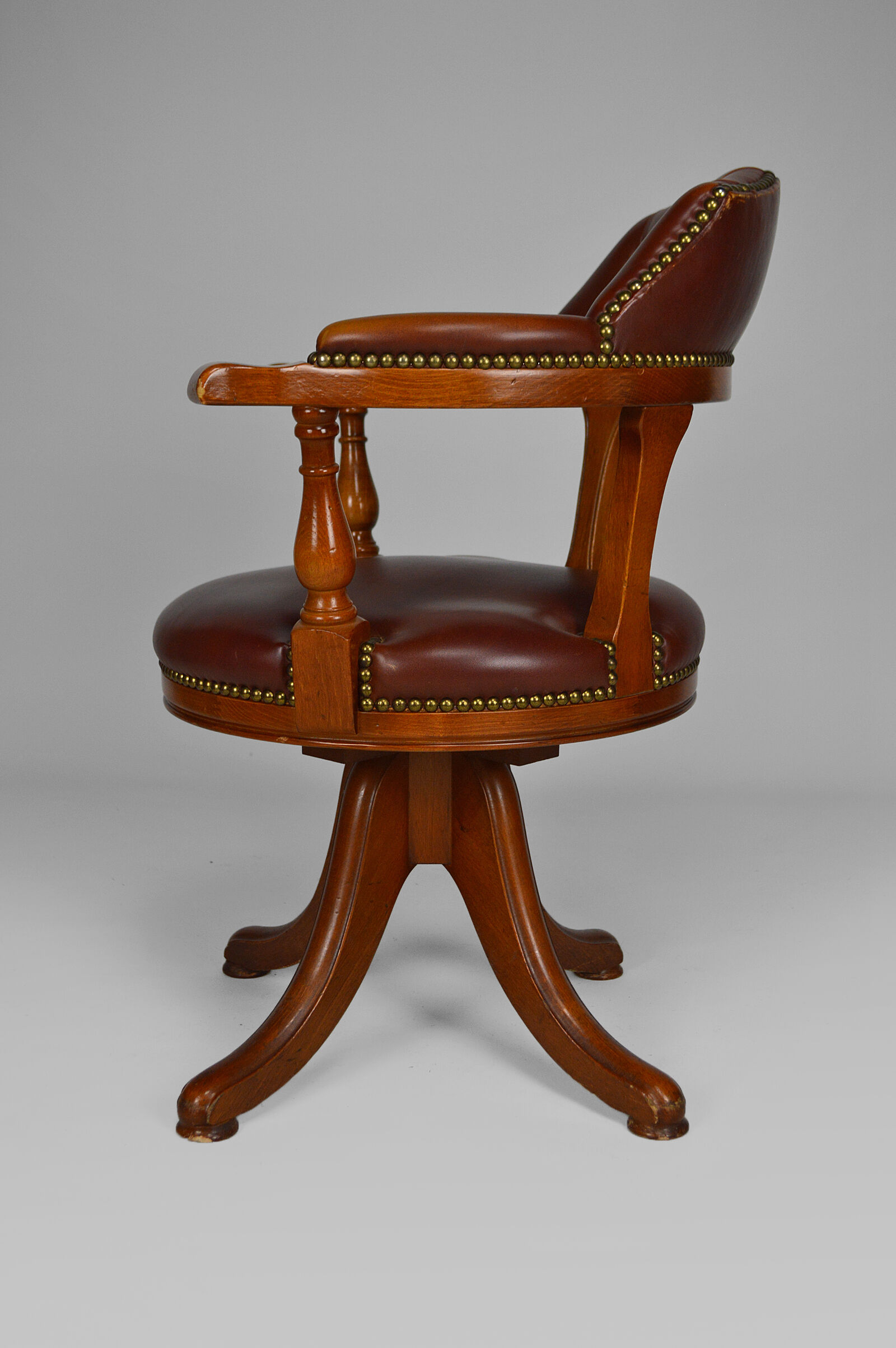 Swivel desk, wood and leather