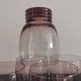 Set of 50s art deco purple/rosé blown glass glasses