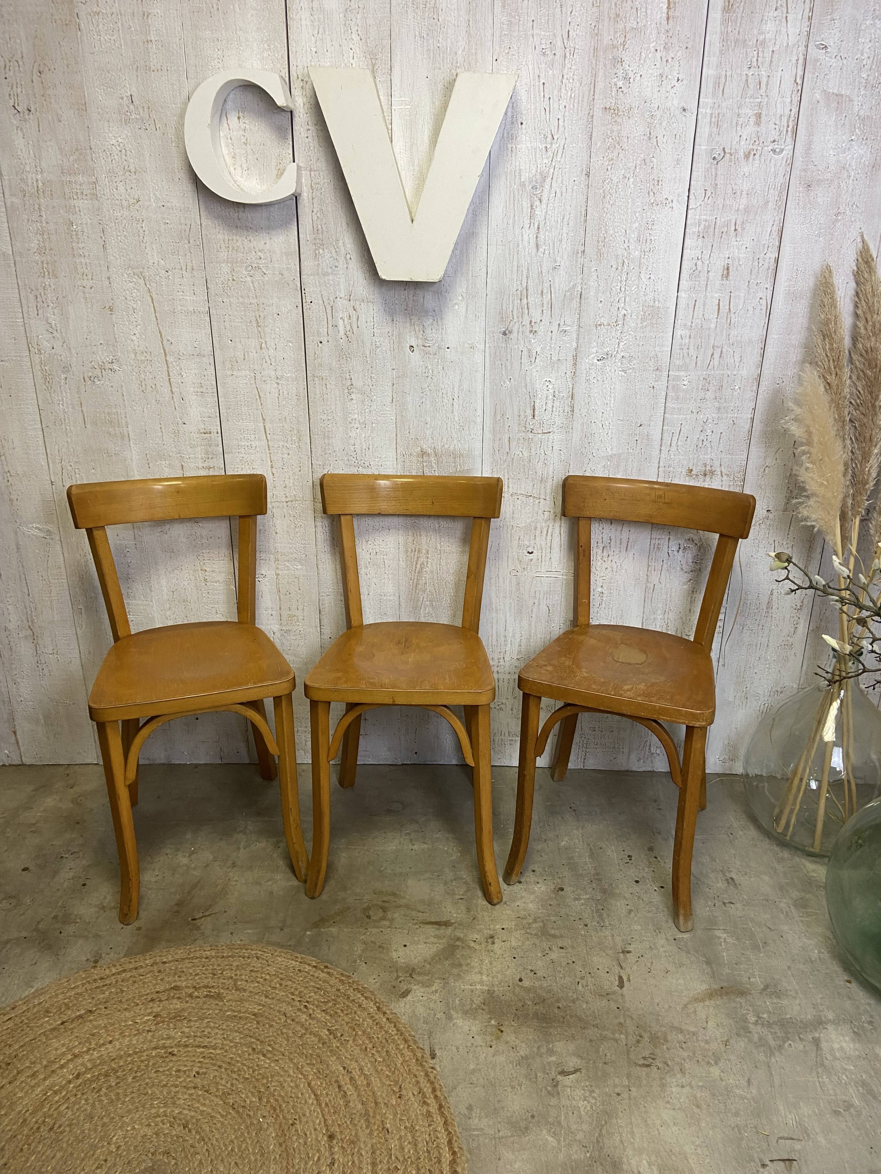 Série de 3 chaises bistrot Baumann