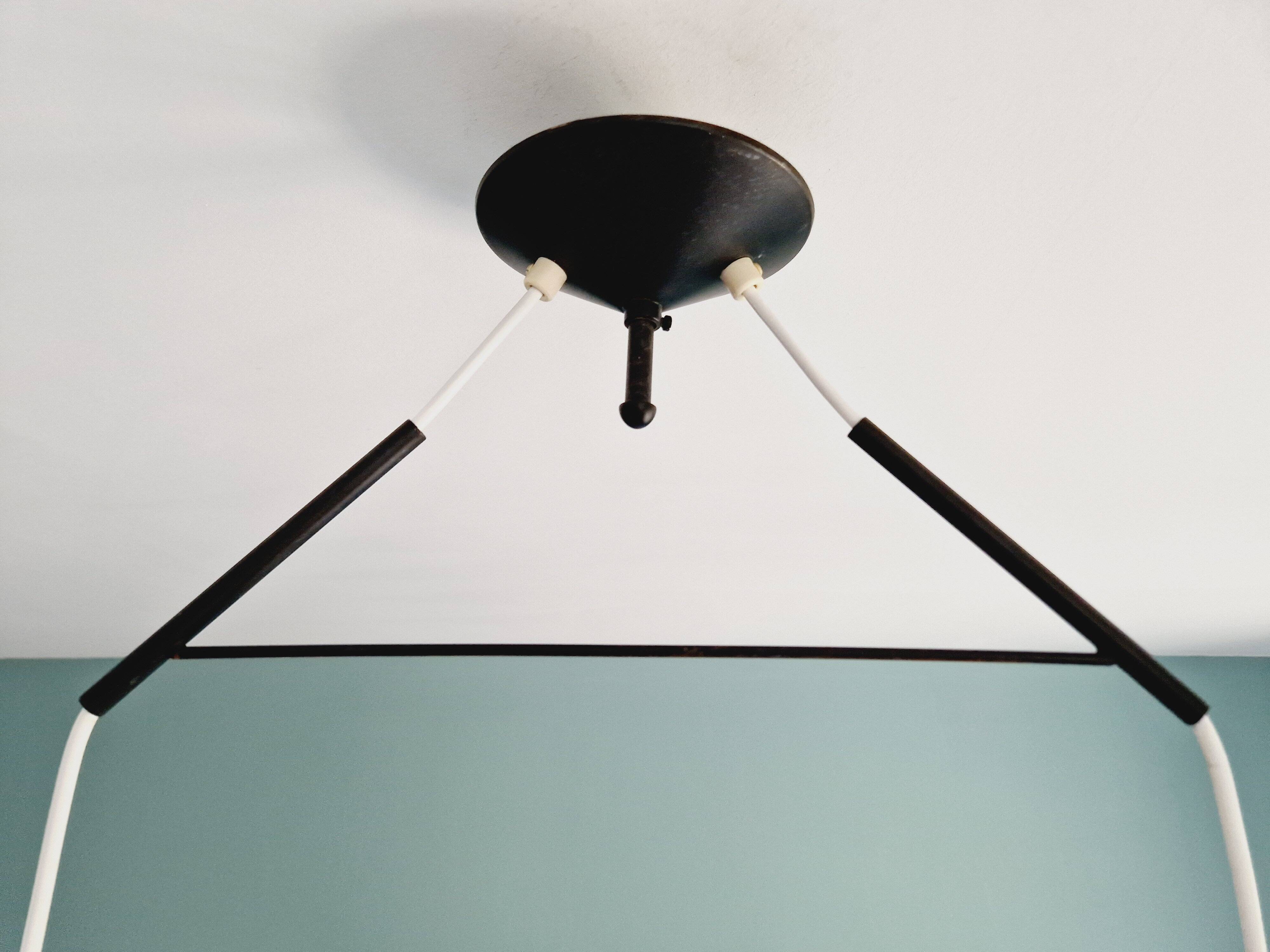 Scandinavian chandelier in white opaline and amethyst glass, 1960s.