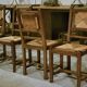 Set of 6 rustic oak chairs from the 1960s.