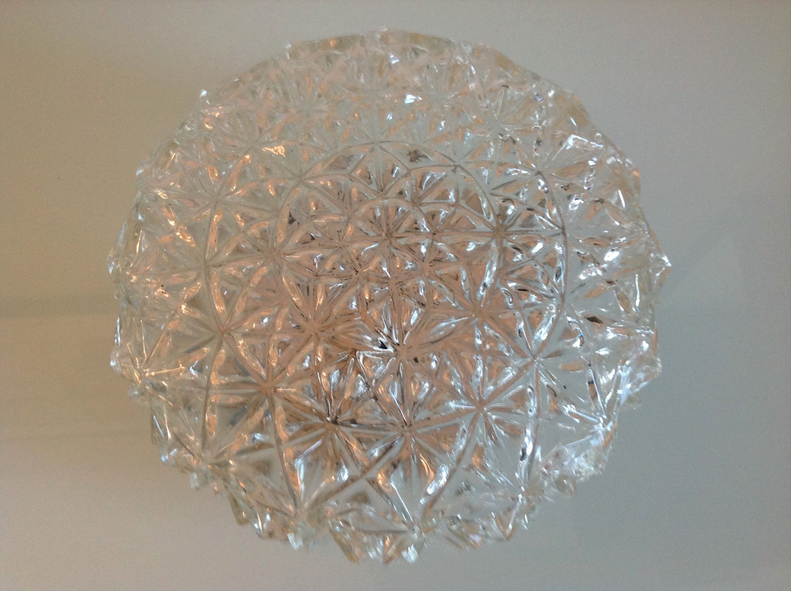 Vintage structured glass round ceiling lamp 60s-70s