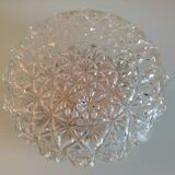 Vintage structured glass round ceiling lamp 60s-70s