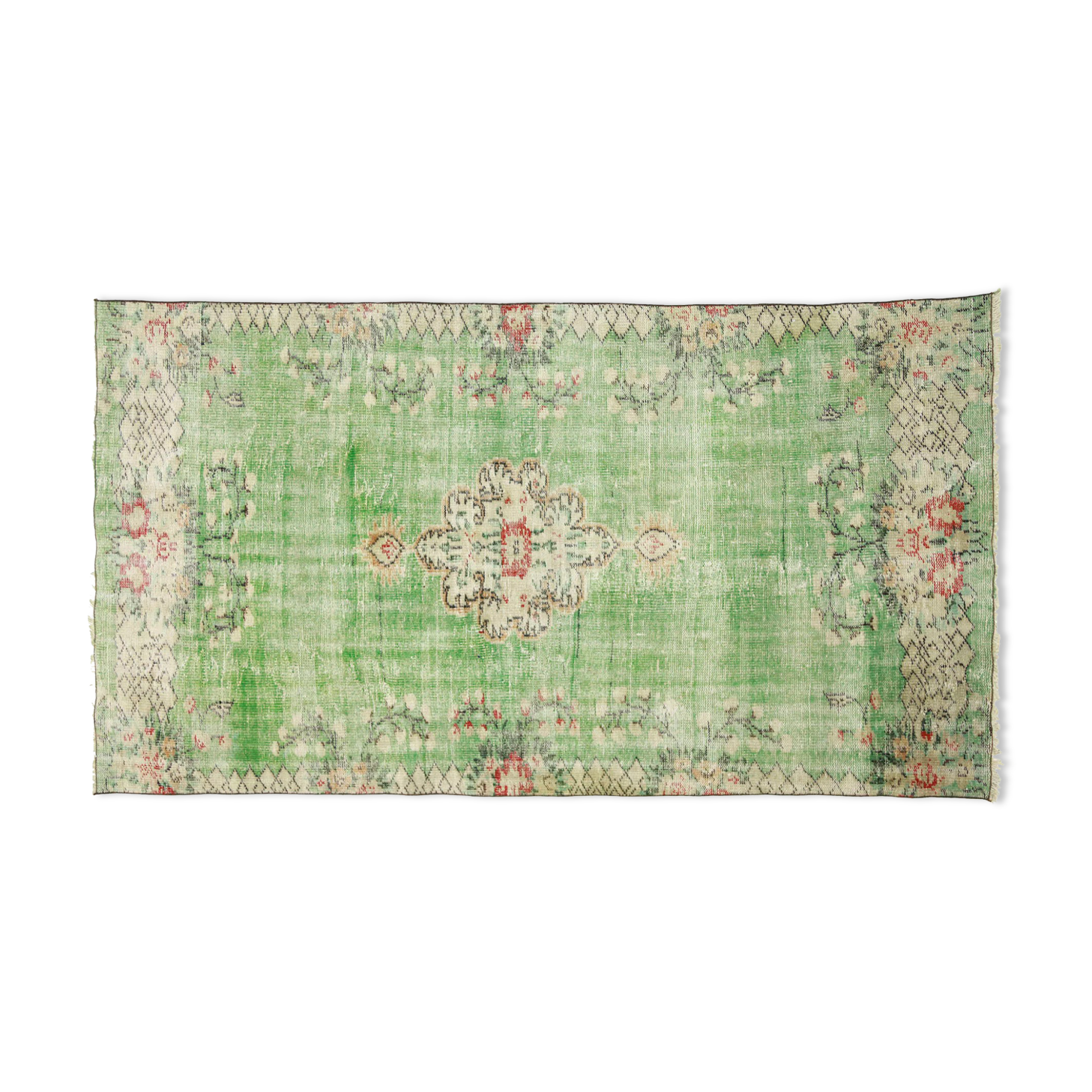 Anatolian handmade vintage rug 241 cm x 131 cm