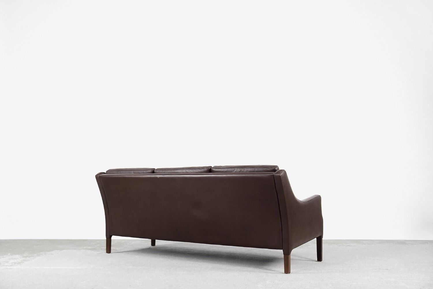 Mid-Century Modern Vintage Danish 3-seater Chocolate Leather Sofa, 1960s