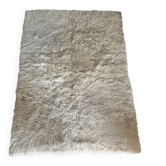 Grand tapis vintage 100 % pur laine Flokati à poil long des années 60-70