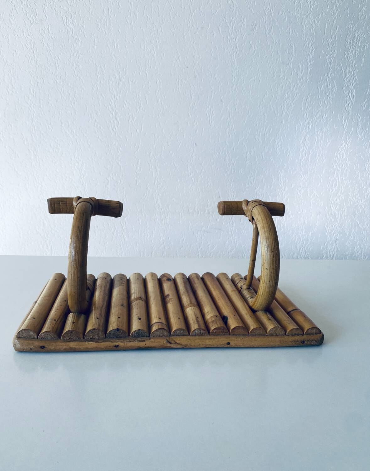 Rattan coat rack