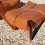 Percival lafer mp-211 sofa set with two armchairs and an ottoman in leather.