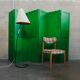 Bohemian wooden screen green bottle year 60s
