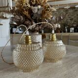 Pair of modern vintage globe pendant lights