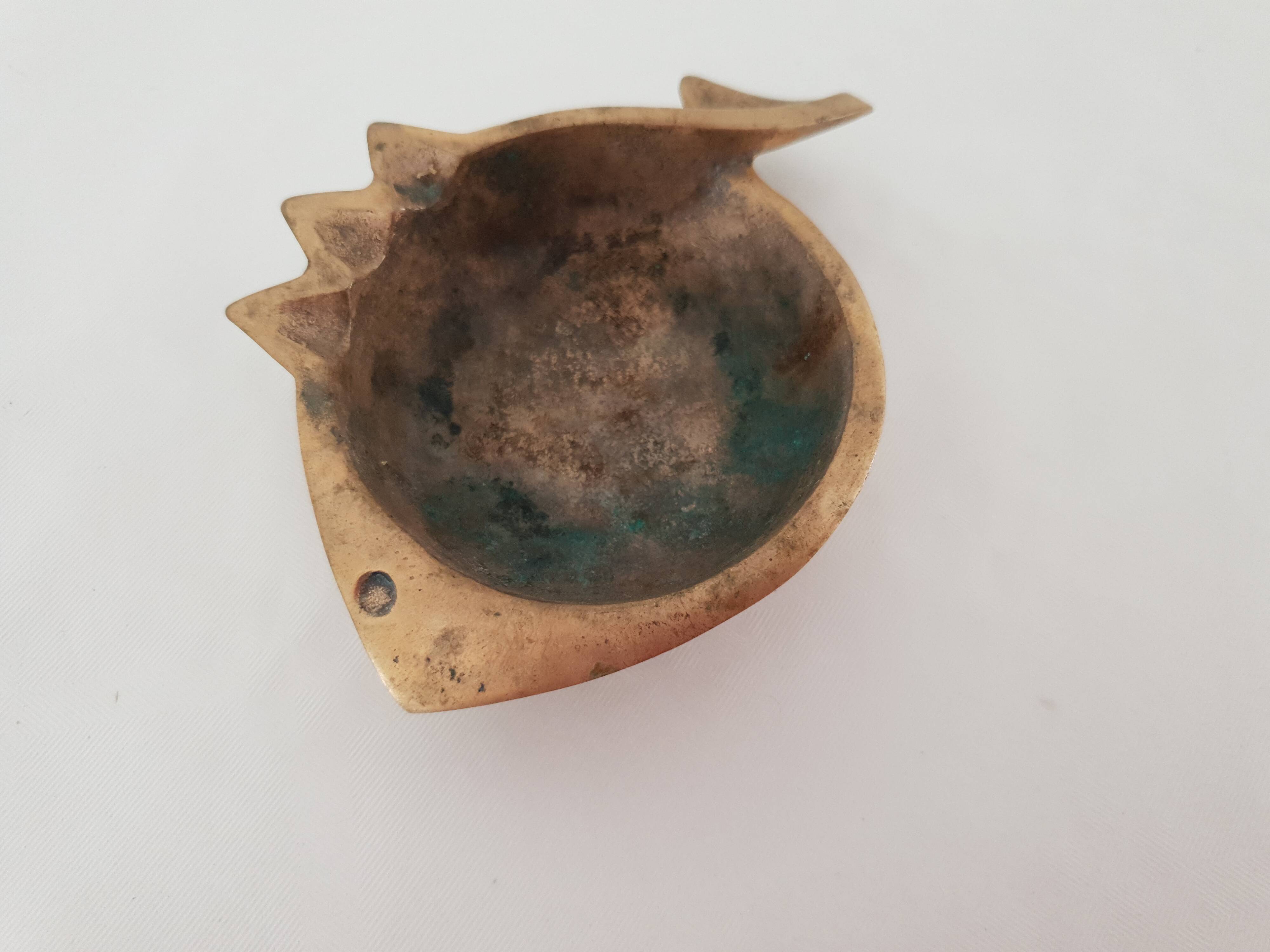 Jacques lauterbach vintage bronze ashtray from the 1960s in the shape of a fish