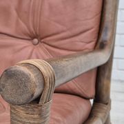 1970s, Scandinavian armchair, original very good condition, bamboo, leather.