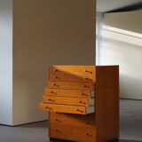 Oregon Pine Chest of Drawers with Brass Handles, 1970s