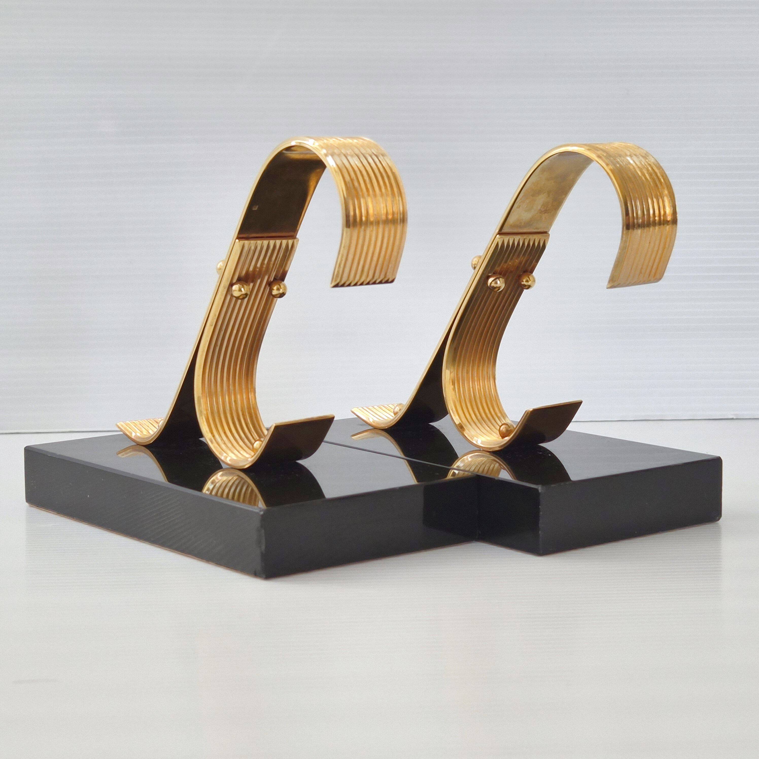 Pair of Vintage 1960s Gold Starry Bookends