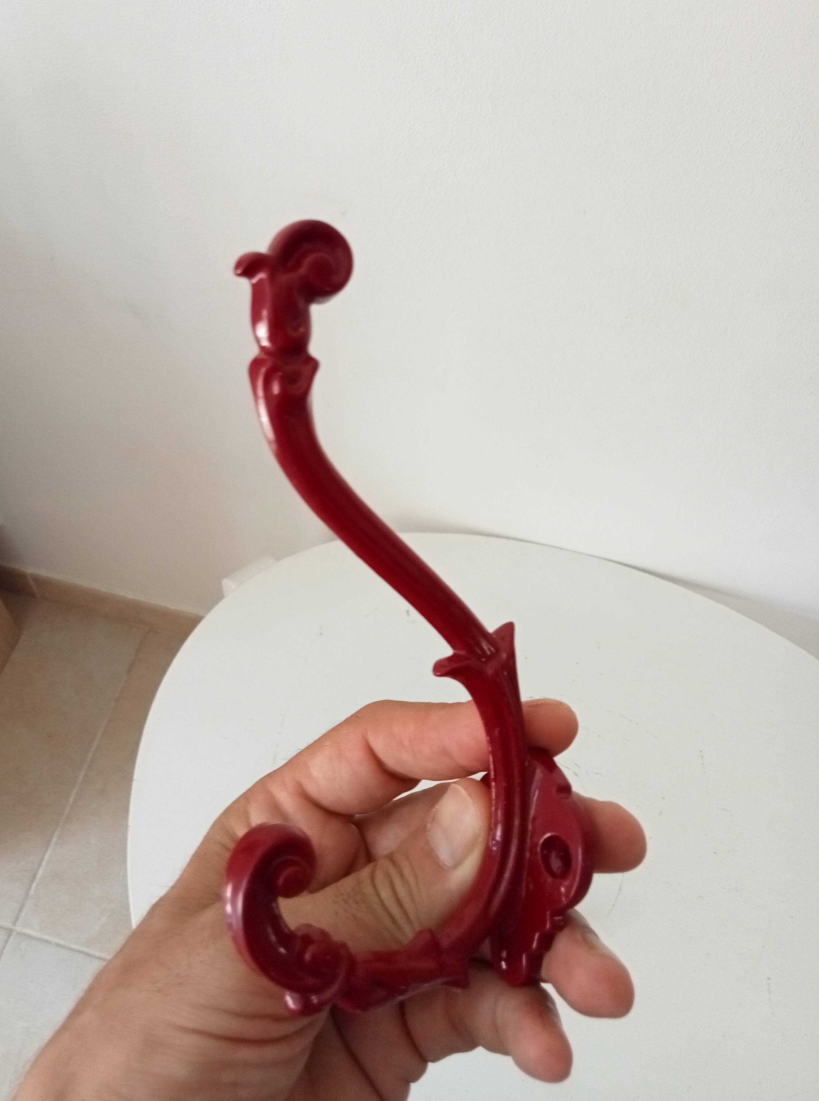 Vintage wall coat hook in enamelled cast iron