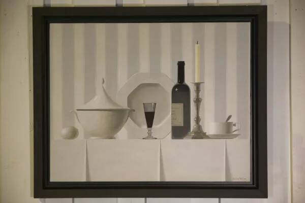 Oil painting still life The Glass of Wine by Nicolas Watine 1980