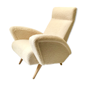 50s curly wool streamline chair
