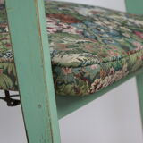 Lot de 2 tabourets verts à fleurs vintage