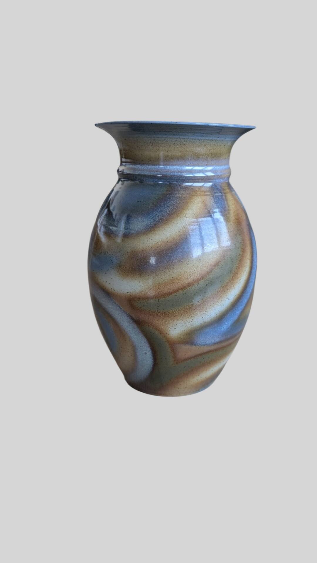 Large glazed stoneware vase signed JM – Jean-Marie Delahaye – 30 cm